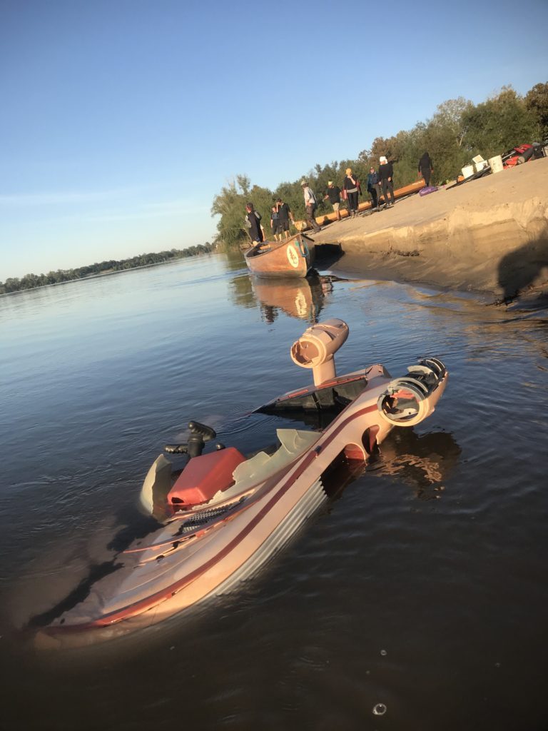 The “wreck of the Anthropocene future.” A toy Landspeeder washed up on a beach on the Lower Mississippi (Joe Underhill Field Note)